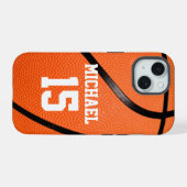 Basketball Jouw naam iPhone 15 Case (Achterkant horizontaal)