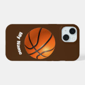Basketball Jouw naam iPhone 15 Case (Achterkant horizontaal)