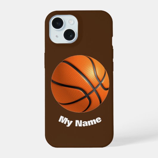 Basketball Jouw naam iPhone 15 Case (Achterkant)