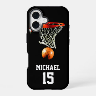 Basketball Jouw naam iPhone 16 Hoesje