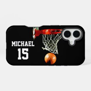 Basketball Jouw naam iPhone 16 Hoesje