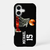 Basketball Jouw naam iPhone 16 Hoesje (Achterkant)