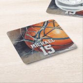 Basketball Jouw naam Kartonnen Onderzetters (Schuin)