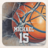 Basketball Jouw naam Kartonnen Onderzetters (Voorkant)