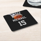 Basketball Jouw naam Kartonnen Onderzetters (Schuin)