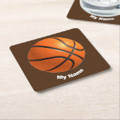 Basketball Jouw naam Kartonnen Onderzetters (Schuin)