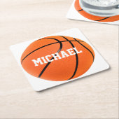 Basketball Jouw naam Kartonnen Onderzetters (Schuin)