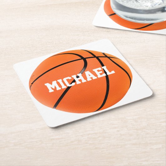 Basketball Jouw naam Kartonnen Onderzetters (Schuin)