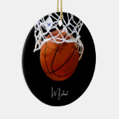 Basketball Jouw naam Keramisch Ornament (Rechts)