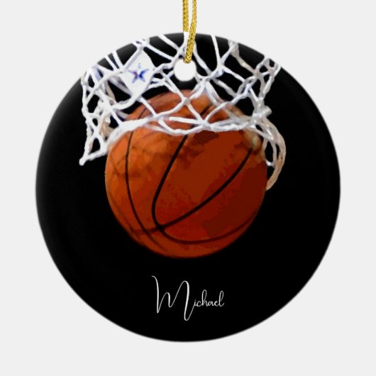 Basketball Jouw naam Keramisch Ornament (Voorkant)