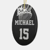 Basketball Jouw naam Keramisch Ornament (Links)