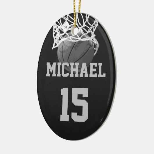 Basketball Jouw naam Keramisch Ornament (Links)