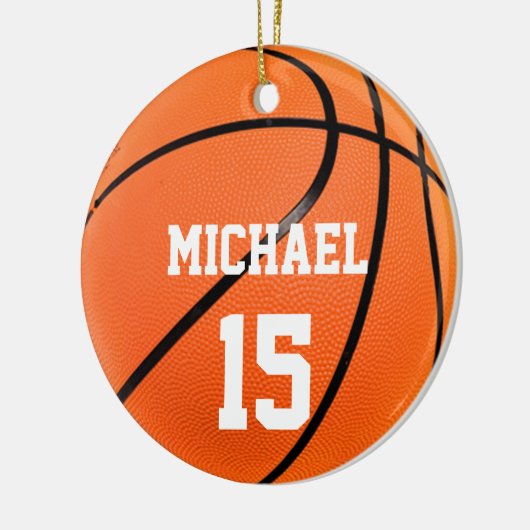 Basketball Jouw naam Keramisch Ornament (Links)