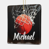 Basketball Jouw naam Keramisch Ornament (Links)