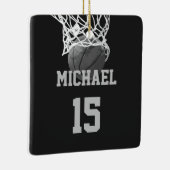 Basketball Jouw naam Keramisch Ornament (Rechts)
