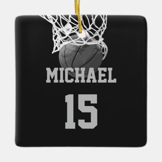 Basketball Jouw naam Keramisch Ornament (Voorkant)