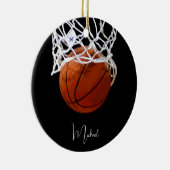 Basketball Jouw naam Keramisch Ornament (Rechts)