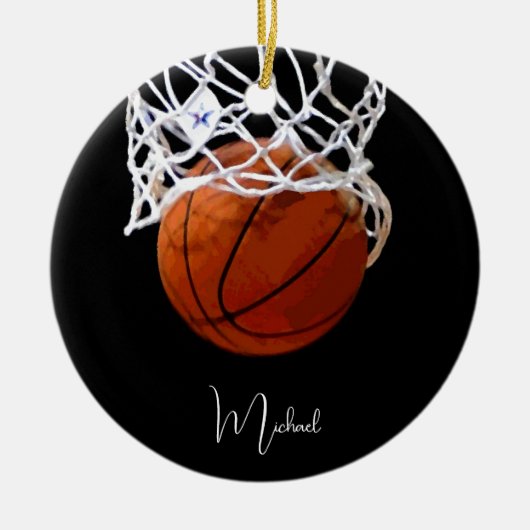 Basketball Jouw naam Keramisch Ornament (Voorkant)