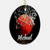 Basketball Jouw naam Keramisch Ornament (Rechts)