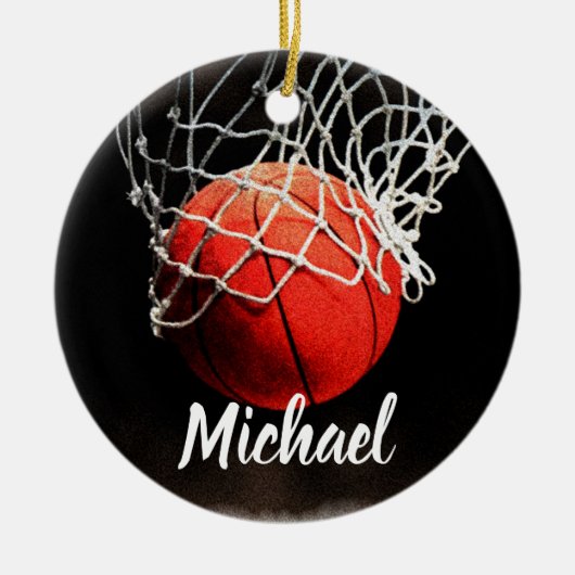 Basketball Jouw naam Keramisch Ornament (Voorkant)