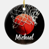 Basketball Jouw naam Keramisch Ornament (Achterkant)
