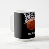 Basketball Jouw naam Koffiemok (Voorkant links)