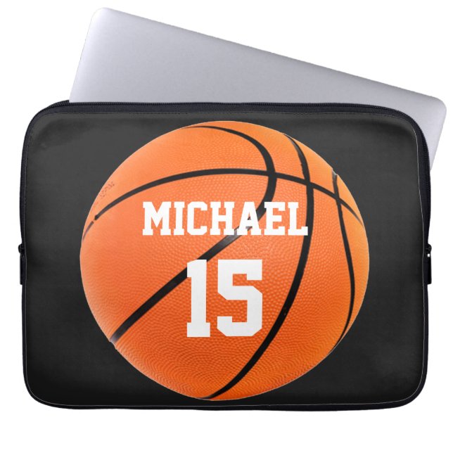 Basketball Jouw naam Laptop Sleeve (Voorkant)
