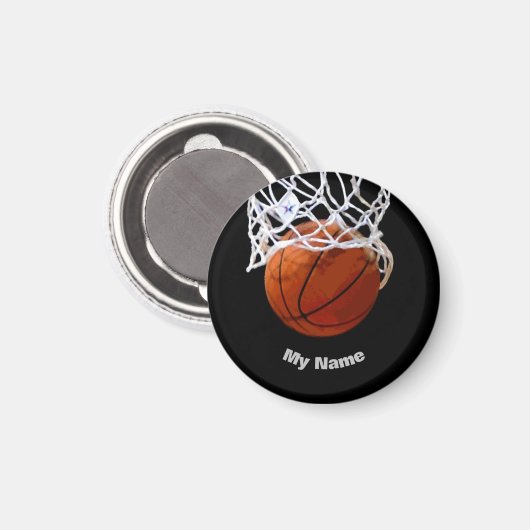 Basketball Jouw naam Magneet (Voorkant / Achterkant)