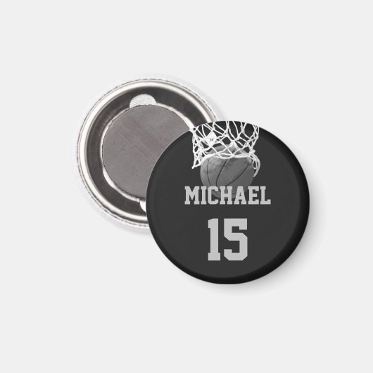 Basketball Jouw naam Magneet (Voorkant / Achterkant)