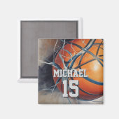 Basketball Jouw naam Magneet (Voorkant / Achterkant)