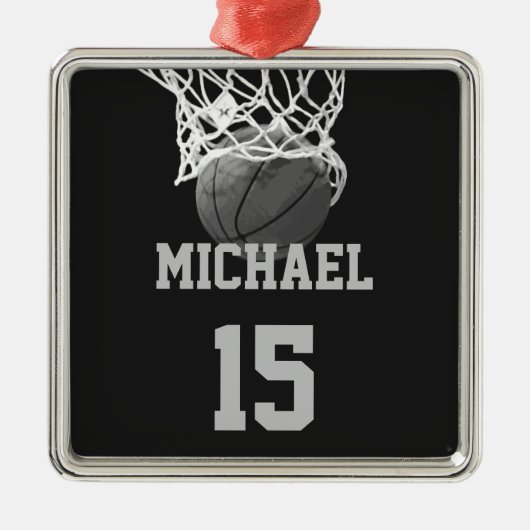 Basketball Jouw naam Metalen Ornament (Voorkant)