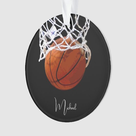 Basketball Jouw naam Ornament (voorkant)