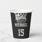 Basketball Jouw naam Papieren Bekers (Achterkant)