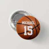 Basketball Jouw naam Ronde Button 3,2 Cm (Voorkant /achterkant)