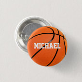 Basketball Jouw naam Ronde Button 3,2 Cm (Voorkant /achterkant)