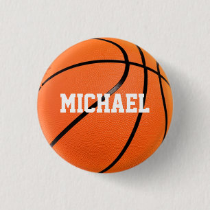 Basketball Jouw naam Ronde Button 3,2 Cm