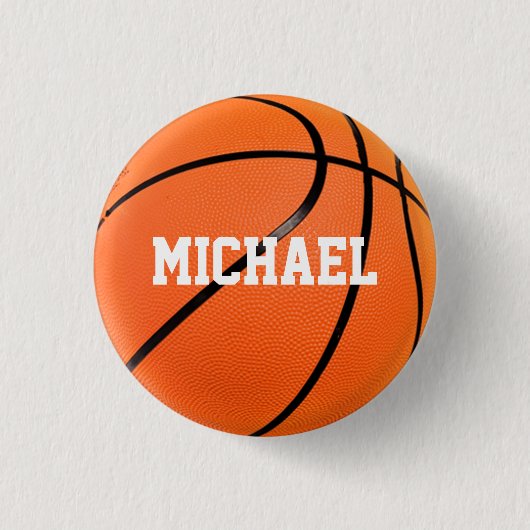 Basketball Jouw naam Ronde Button 3,2 Cm (Voorkant)