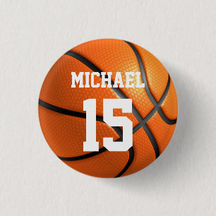 Basketball Jouw naam Ronde Button 3,2 Cm