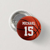 Basketball Jouw naam Ronde Button 3,2 Cm (Voorkant /achterkant)