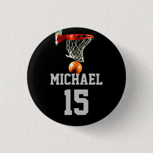 Basketball Jouw naam Ronde Button 3,2 Cm