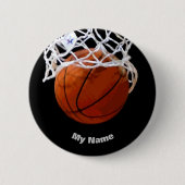Basketball Jouw naam Ronde Button 5,7 Cm (Voorkant)