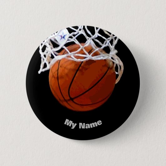 Basketball Jouw naam Ronde Button 5,7 Cm (Voorkant)