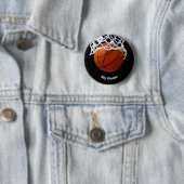 Basketball Jouw naam Ronde Button 5,7 Cm (In situ)