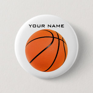 Basketball Jouw naam Ronde Button 5,7 Cm