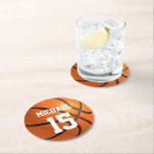 Basketball Jouw naam Ronde Kartonnen Onderzetter (Insitu)