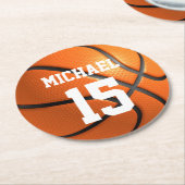 Basketball Jouw naam Ronde Kartonnen Onderzetter (Gebogen)