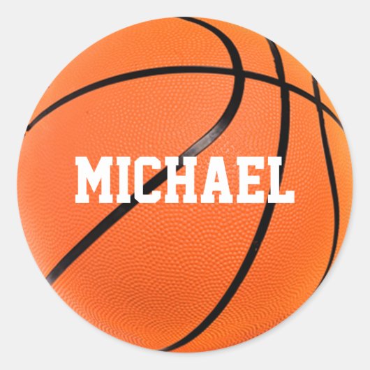 Basketball Jouw naam Ronde Sticker (Voorkant)