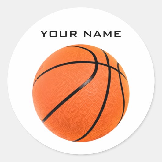Basketball Jouw naam Ronde Sticker (Voorkant)