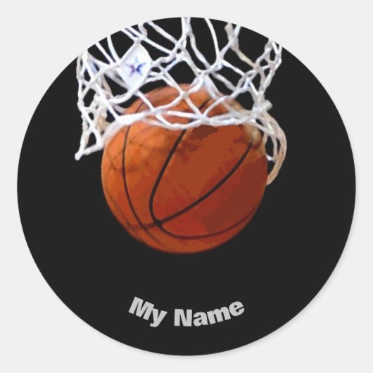 Basketball Jouw naam Ronde Sticker (Voorkant)