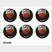 Basketball Jouw naam Ronde Sticker (Vel)